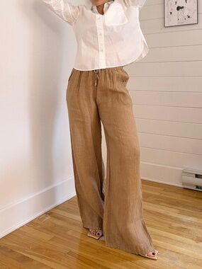 Carré noir linen Wide leg pants